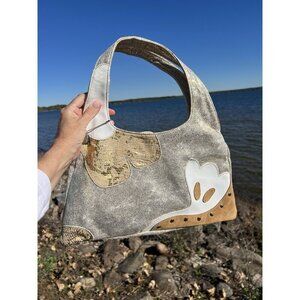 Stylish Women's Shoulder Bag - Gray and White